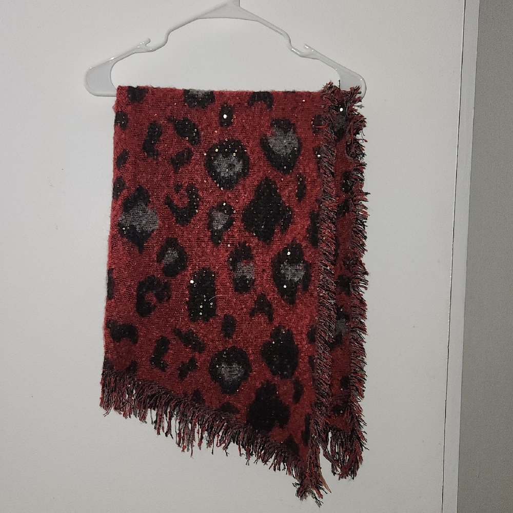 Leopard Print Red and Black Scarf